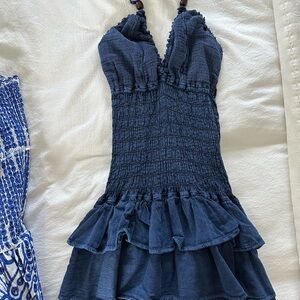 Chic Blue Ruffled Dress